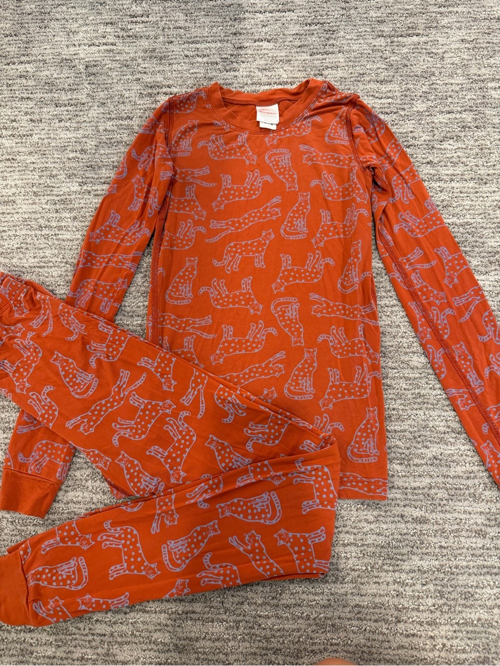 Hanna Andersson Tencel Lyocell Long John Pajamas Size 10 140 Rust Blue Leopard